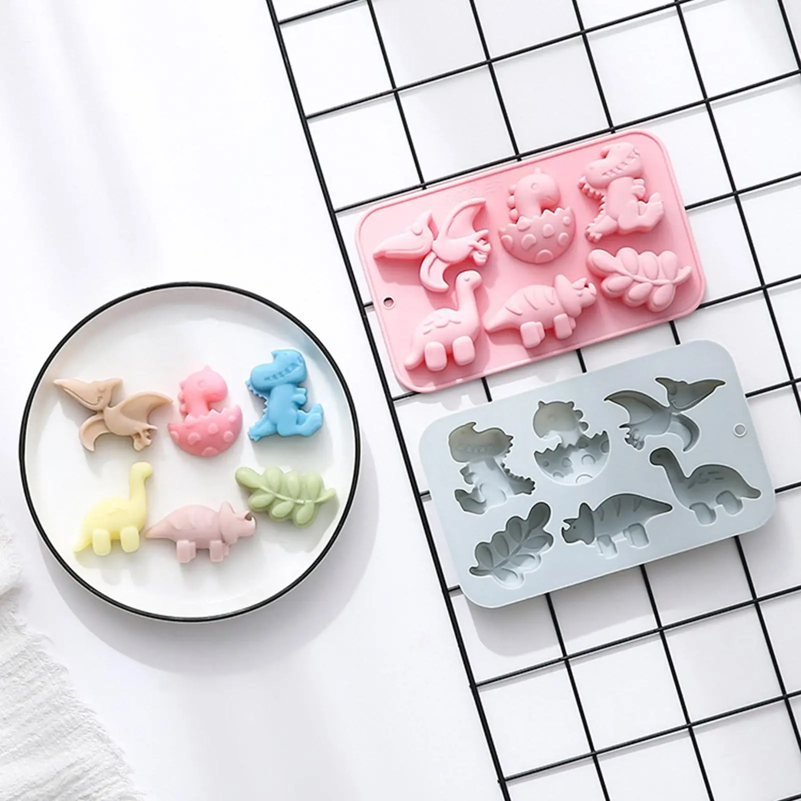 6 Cavities Dinosaur Silicone Jello Molds For Chocolate Dinosaur Soap Molds For Baking Dessert Cupcake Topper Candy  Decoration
