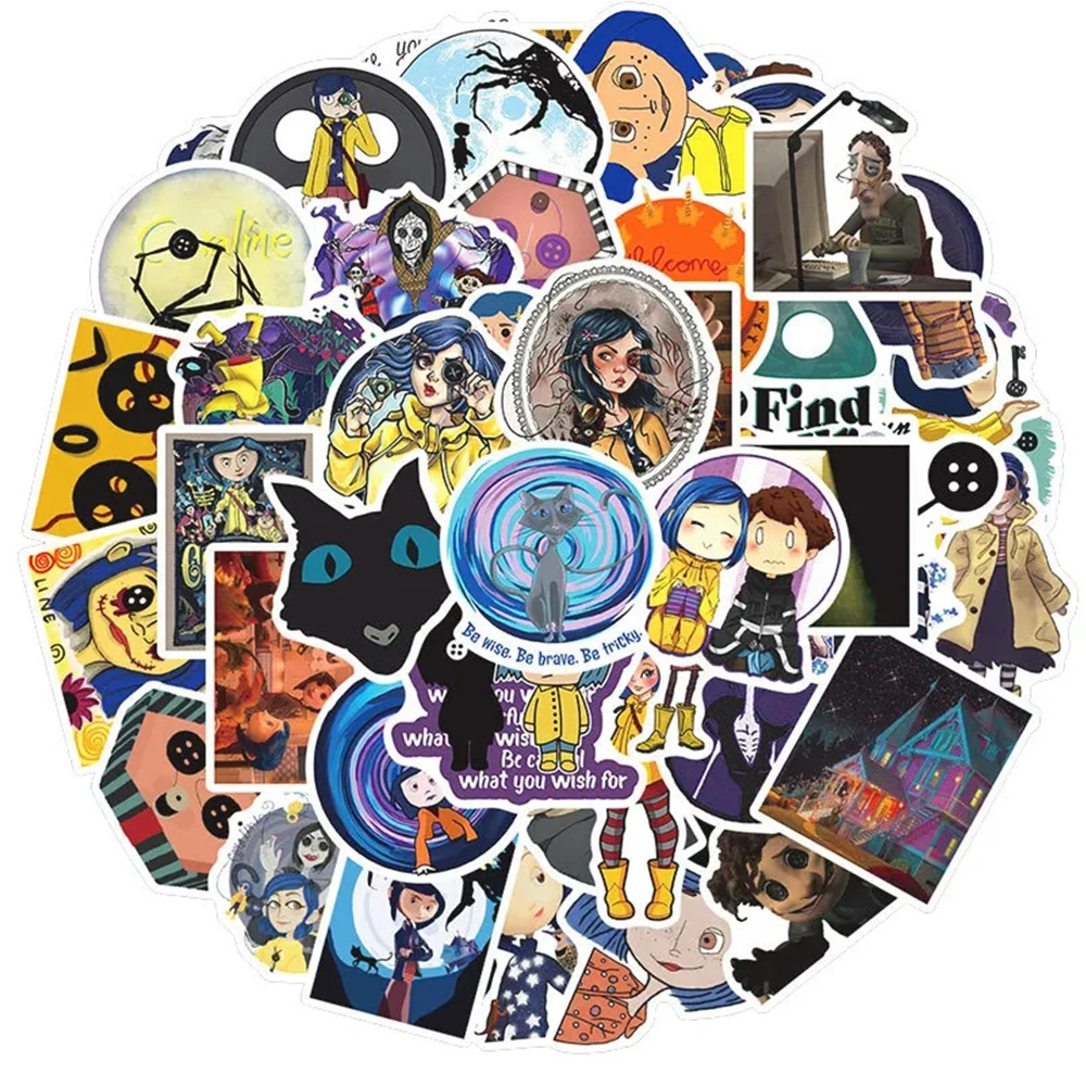 10/30/60pcs Horror Movie Coraline & the Secret Door Stickers Phone Scrapbook Suitcase Cartoon Graffiti Decals Sticker Kids Toys