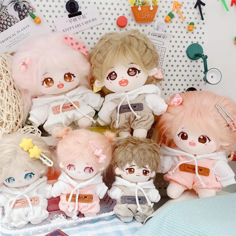 10/20cm Idol Doll Clothes Cute White Hoodie Rompers Suit DIY Mini Doll Clothing Accessories for Girls Fans Kids Collection Gifts