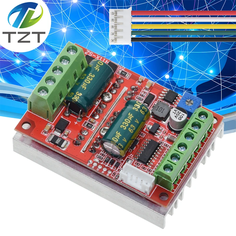 TZT DC 6-60V 400W BLDC Three Phase DC Brushless Motor Controller PWM Hall Motor Control Driver Board 12V 24V 48V