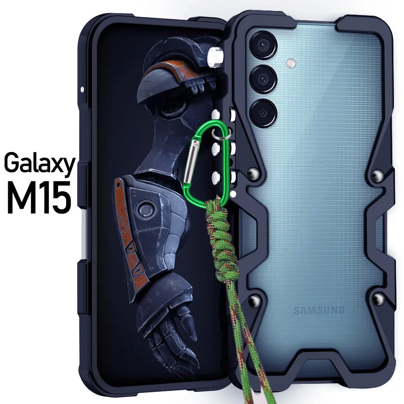 

Zimon Luxury Armor Metal Aluminum Phone Bumper For Samsung Galaxy M15 M55 M56 Note20 Ultra Cover Mechanical Purely Handmade Case