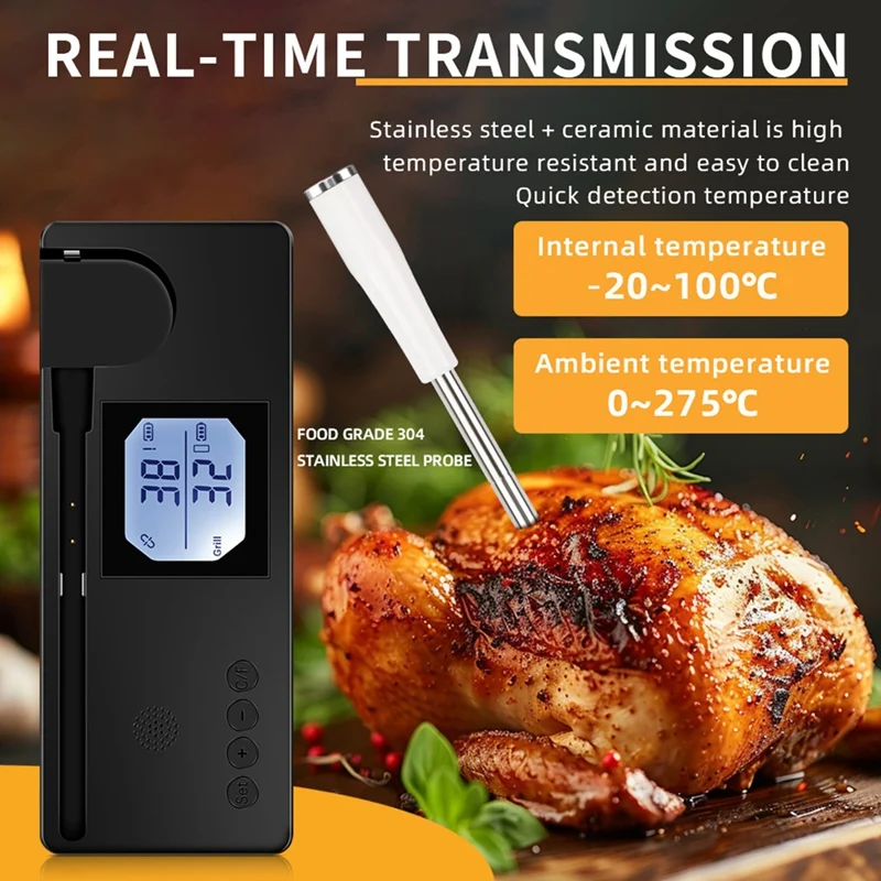 Hot Meat Thermometer With Bluetooth 500Ft Wireless Thermometer Smart Food Thermometer With USB Charging