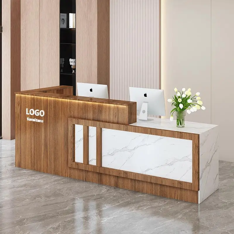 

Illuminated Cashier Desk Bar Small Corner Reception Desk Store Stylish Simple Commercial Counter Shop Beauty Salon Furniture
