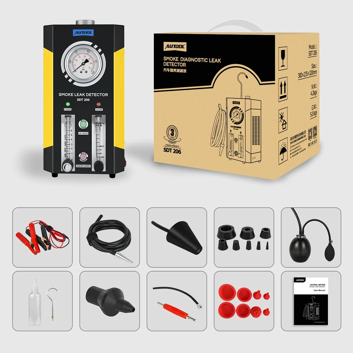 

Autool SDT206 Sdt 206 Car Smoke Leak Detector Pipeline System Leakage Diagnostic Tools with Flow Liquid Gauge for car