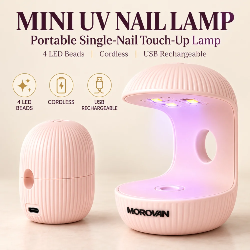 5W Nail Lamp Mini UV LED Rechargeable Cordless Gel Curing Light 4 Beads For Home Travel Home Nail Art Tool Touch Ups Pink