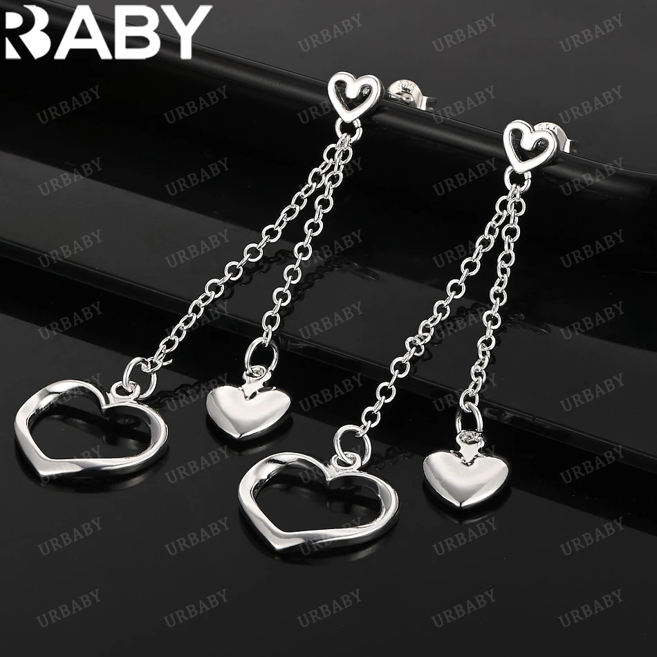 

URBABY 925 Sterling Silver Earrings Heart Drop Earrings Jewelry Fashion Party and Daily Wear