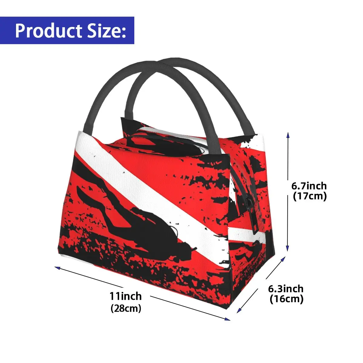 Scuba Diving Diver Down Flag Marine Diver Dive Insulated Lunch Bag Food Boxes Portable Container Cooler Thermal Lunch Box Tote