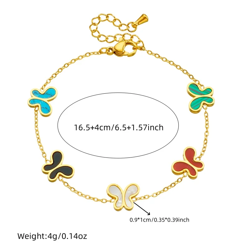 LAMENGLY Free Shipping 316l Stainless Steel 5-Color Cute Pictographic Butterfly Bracelet Women Fun Novel Non-Fading Hand Chain