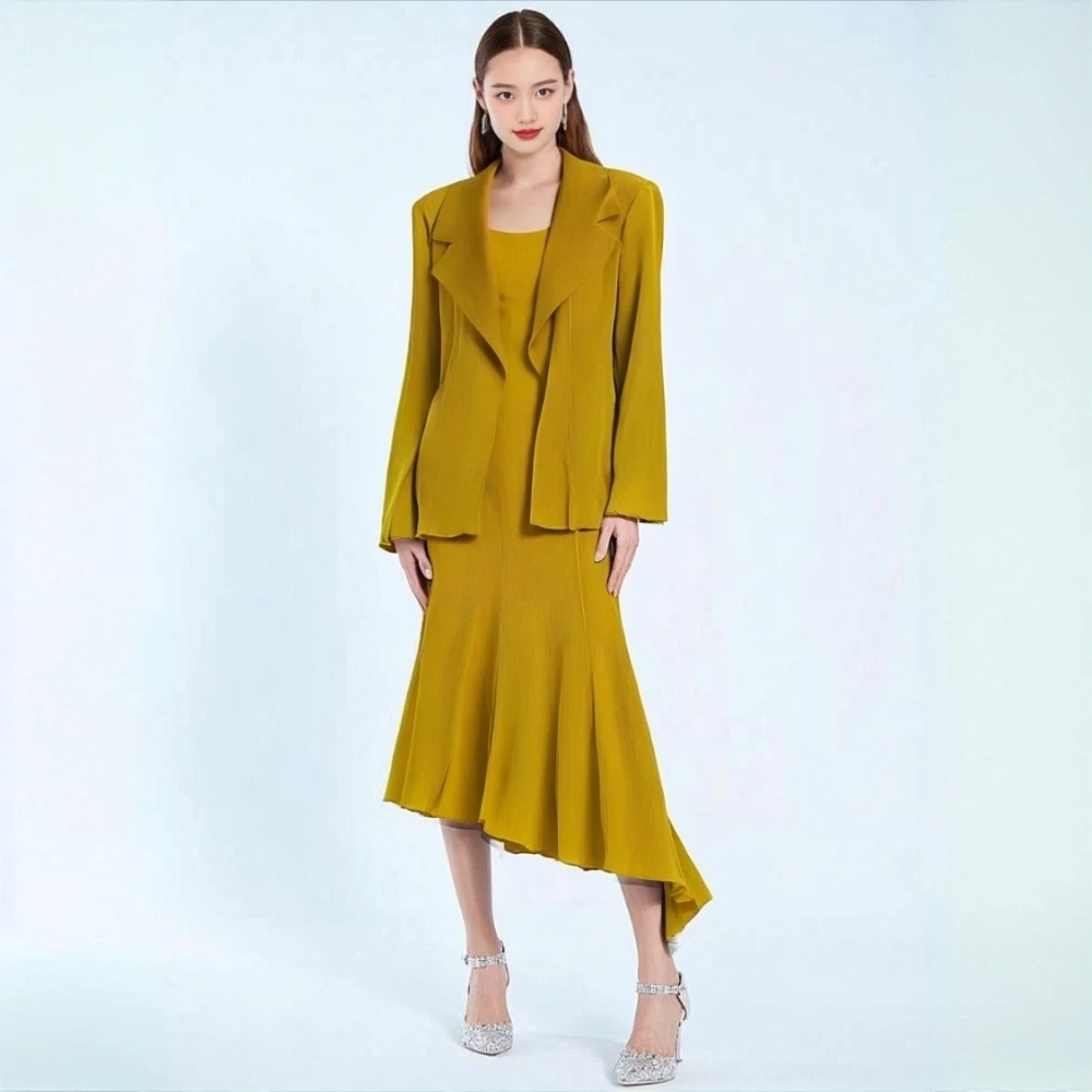 

Miyake Pleated Solid Color 2025 Pleated Blazer Women's Spring/Summer New Style Elegant Commuter Long-Sleeved Versatile Top