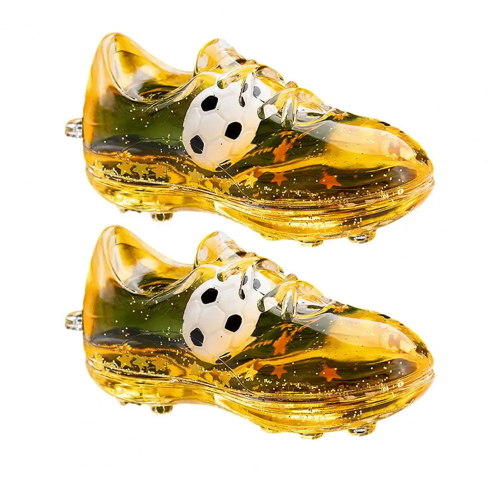 2Pcs Keychain Pendant, Acrylic Football Boot Design Keychain with Glitter Quicksand Oil Flowing Stars, Transparent Material Stre