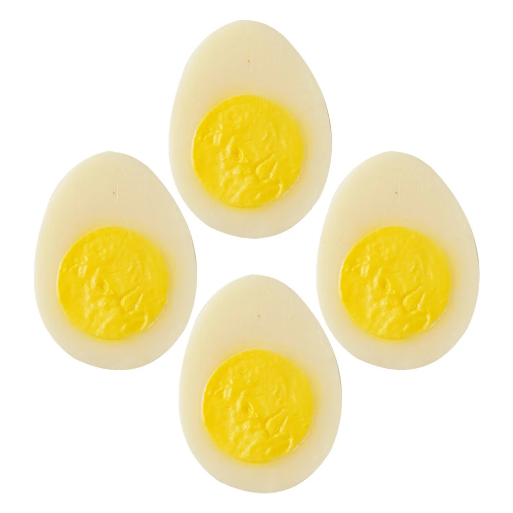 

4pcs Artificial Boiled Egg Realistic Pvc Fake Eggs For Kitchen Food Photography Props Diy Decoration Teaching Aids Montessori