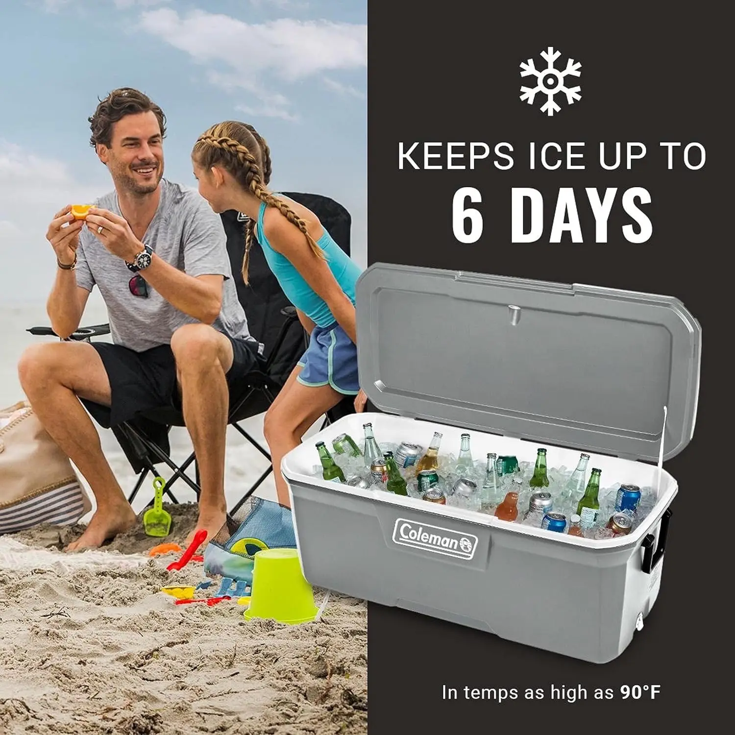 Coleman Classic Series Insulated Portable Cooler, Leak-Resistant Outdoor Hard Cooler Keeps Ice up to 5 Days, 52qt/70qt/120qt/150