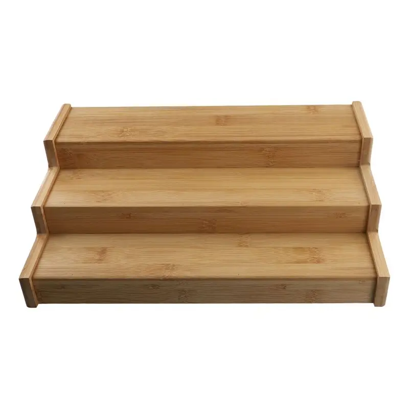 

ABRE-3-Tier Non-Expandable Bamboo Spice Rack Step Shelf Cabinet Organizer