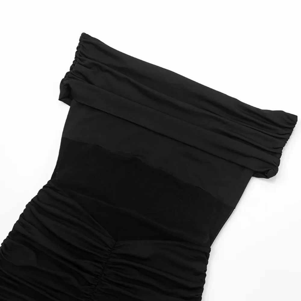 بدلة لعب نسائية صيفية جديدة شفافة مرقعة شبكية مع بكتف واحد مطوية بدلة قفز مثيرة للشارع 2025