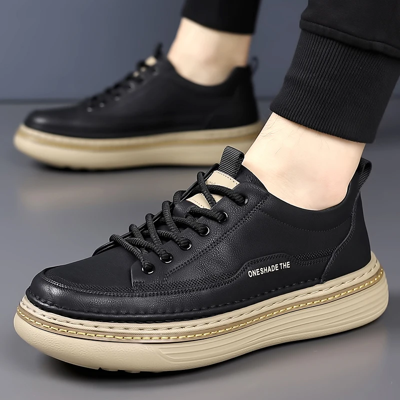 

Мужские кроссовки из натуральной кожи, новинка весны 2026, с мягкой подошвой, универсальные, дышащие, модные, для активного отдыха, спортивные повседневные туфли