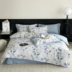 Set di biancheria da letto intimo in cotone egiziano svetita biancheria da letto Queen King Ru Size lenzuolo con stampa federa Set copripiumino