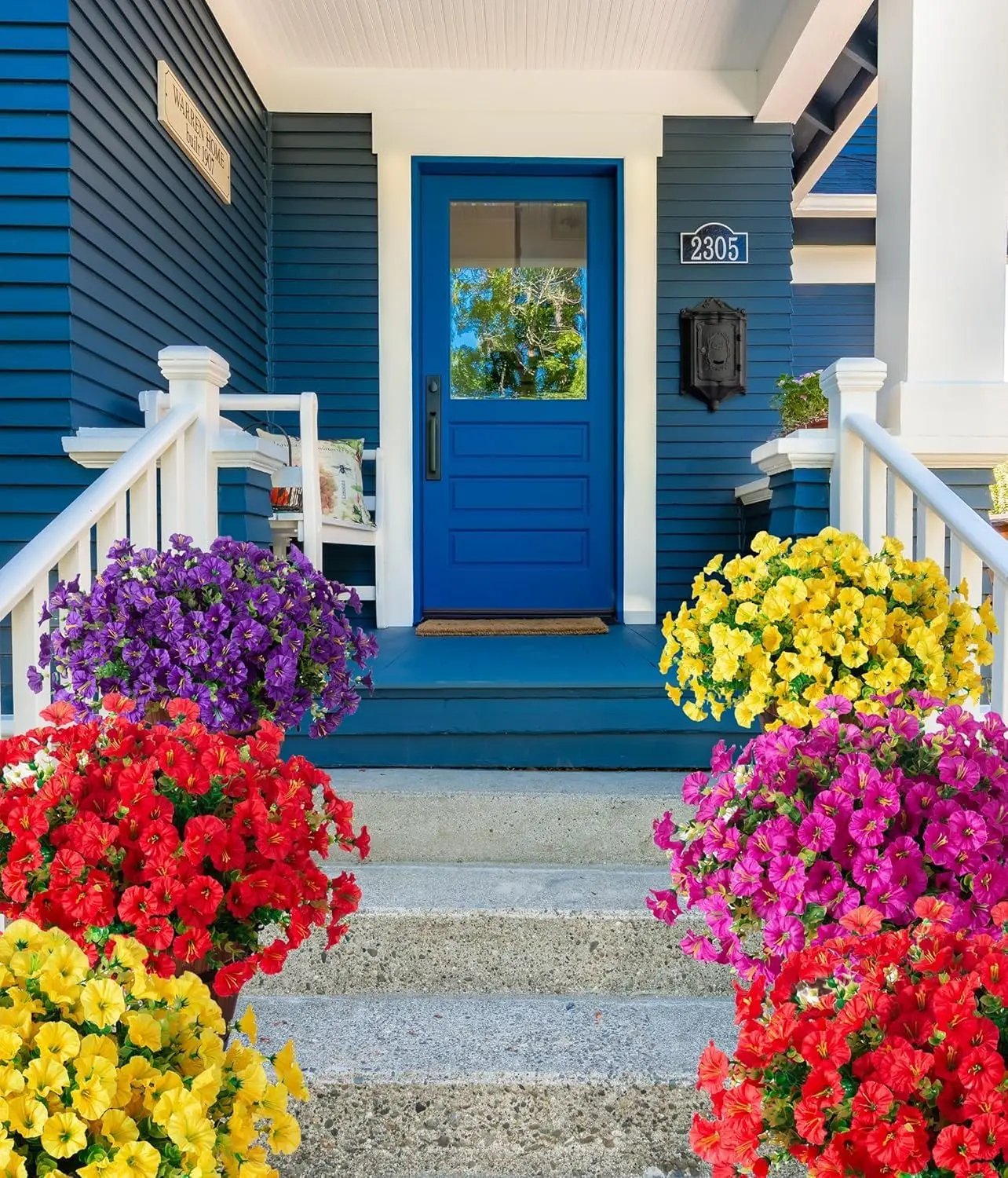 4 Stück künstliche Morning Glory-Blumen, Außendekoration, UV-beständige Strauchpflanzen für Veranda, Bauernhaus, Garten, Haus, Hofdekoration – Detail 2