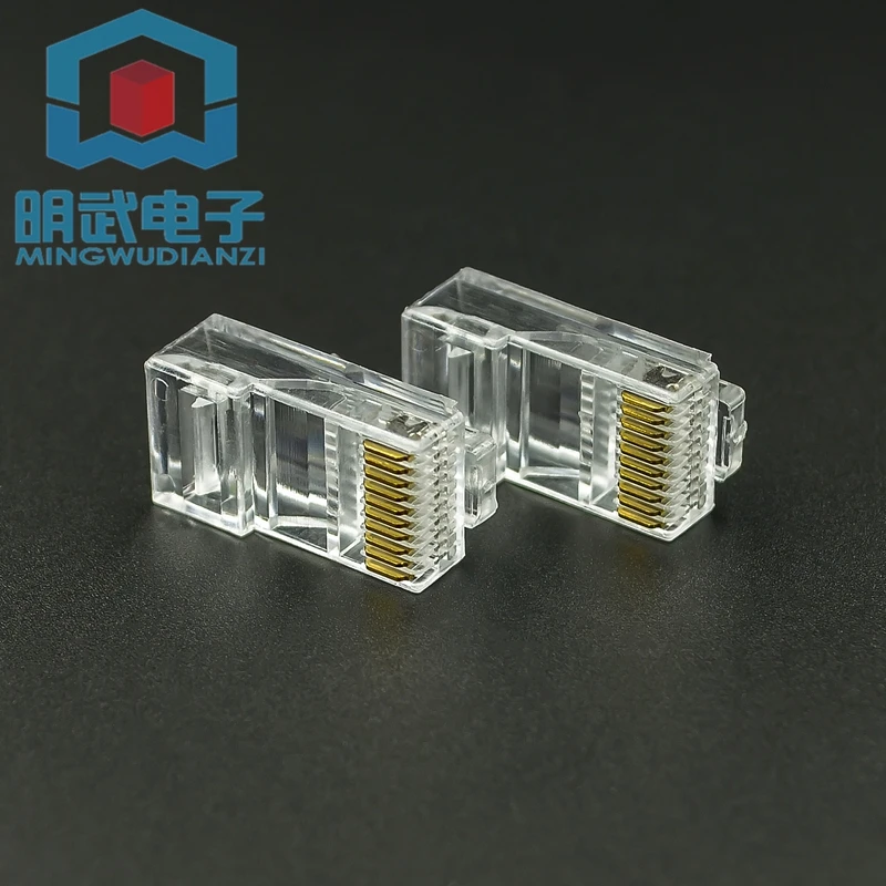 Netwerkkabel Crystal Head Geperforeerde netwerkkabelkop Netwerk vergulde connector Netwerkkabel RJ45-connector