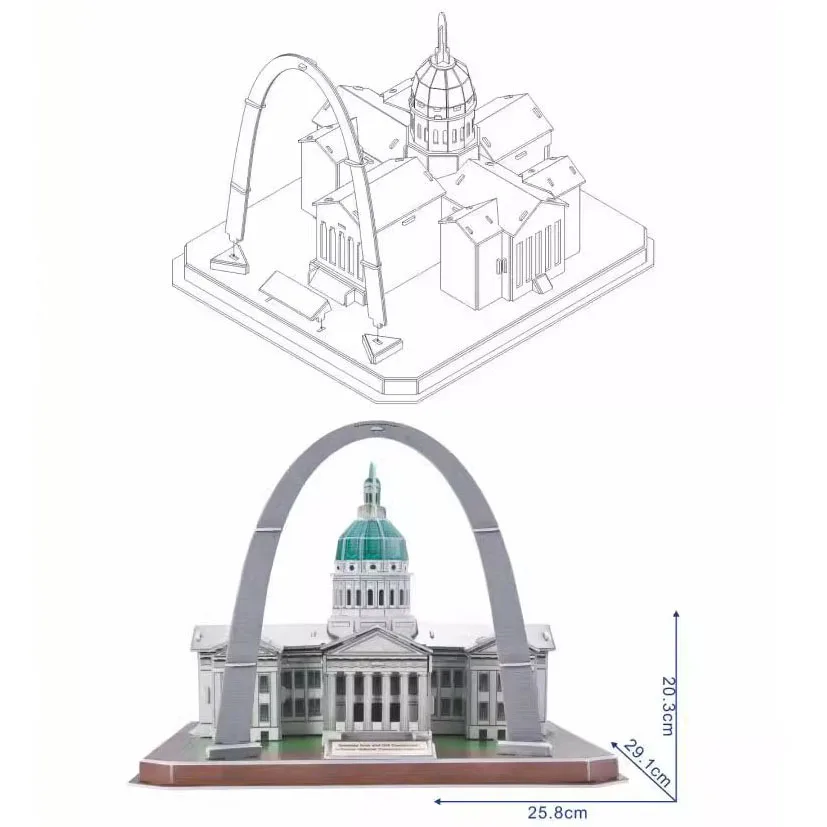 Jefferson National Expansion Memorial US 3D Paper Puzzle Building Model Toy World Great Architecture Friend Boy Girl Travel Gift