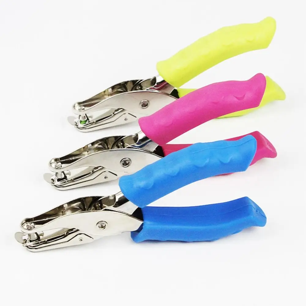 2Pcs 3/6mm Single Hole Punching Machine Creative Rubber Handle Handheld Hole Punch 3 Color Available Non-slip Punch Plier