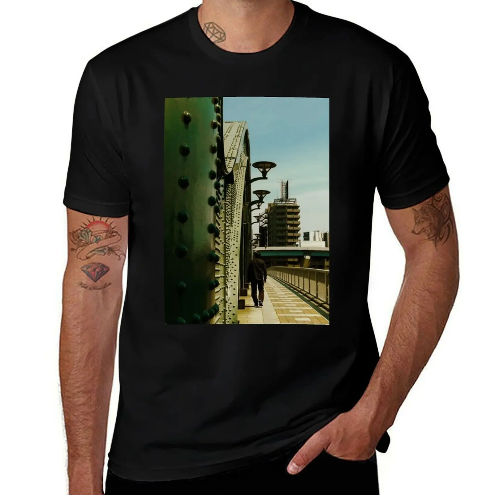 

Bridges T-Shirt oversized plain street wear cotton man t-shirts compression shirt men