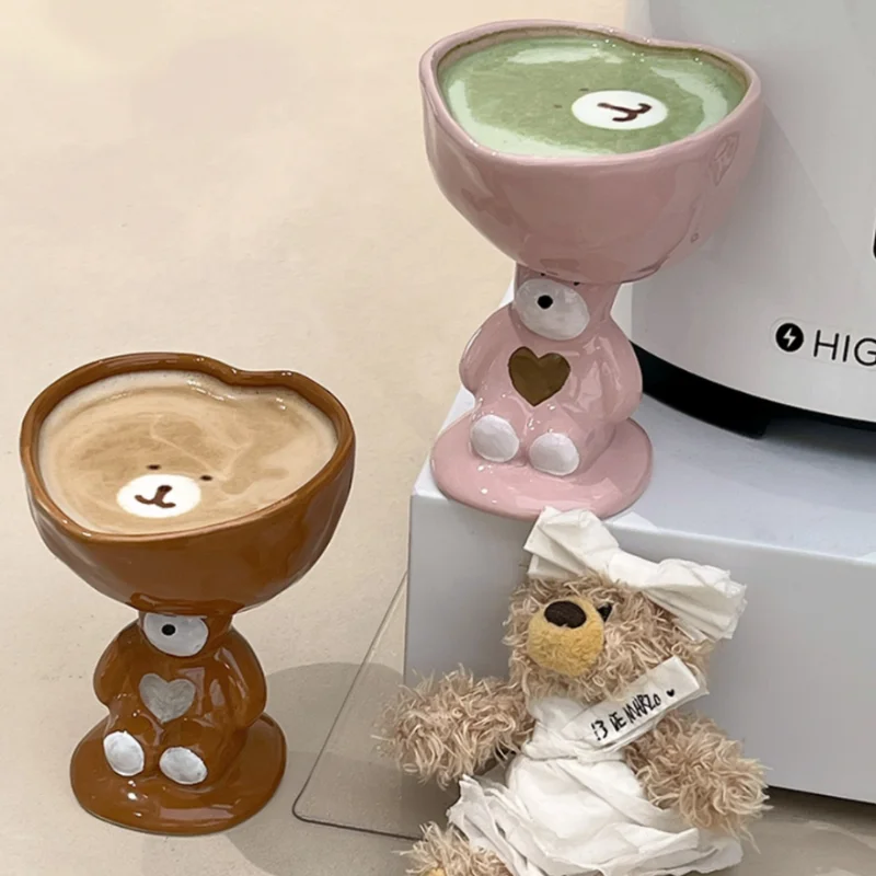 Ceramic Cute Bowl Bear Love Shape Mug Salad Dessert Ice Cream Bowl Irregular Handmade Coffe Cup Decoration Tableware Tray