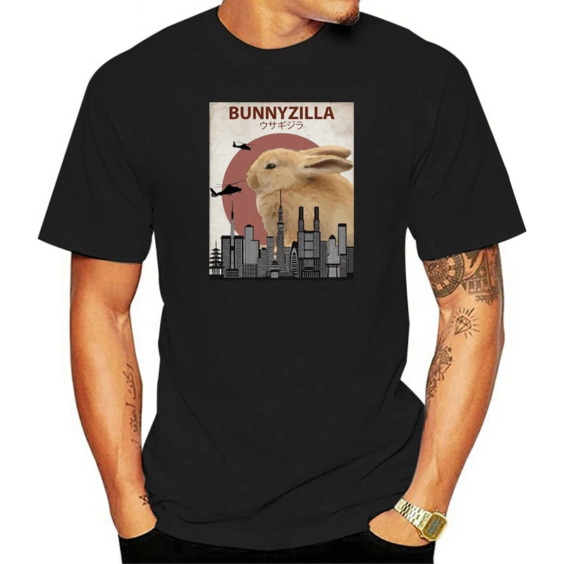 Summer 100% Cotton Bunnyzilla Bunny T-Shirt | Funny Gift for Rabbit Lovers T Shirt