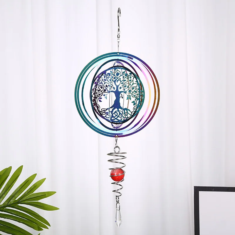 

Wind Spinner Balcony Garden Decoration Outdoor Hanging Wind Chimes Pendant Stained Glass Sun Catcher 3D Rotate