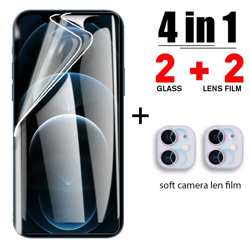 4IN1 Curved Hydraulic Film for iPhone 13 12 11 Pro Xs Max Screen Protector for iPhone 7 8 6S 6 Plus 13 12 Mini SE 2020 X XR Film