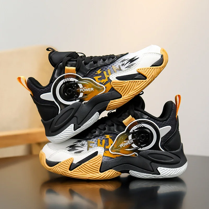 

Children Sports Shoes Autumn Mesh Breathe Comfort Fashion Lace Up Basketball Shoes Anti Slip Wear-resistant Flat Kids Sneakers