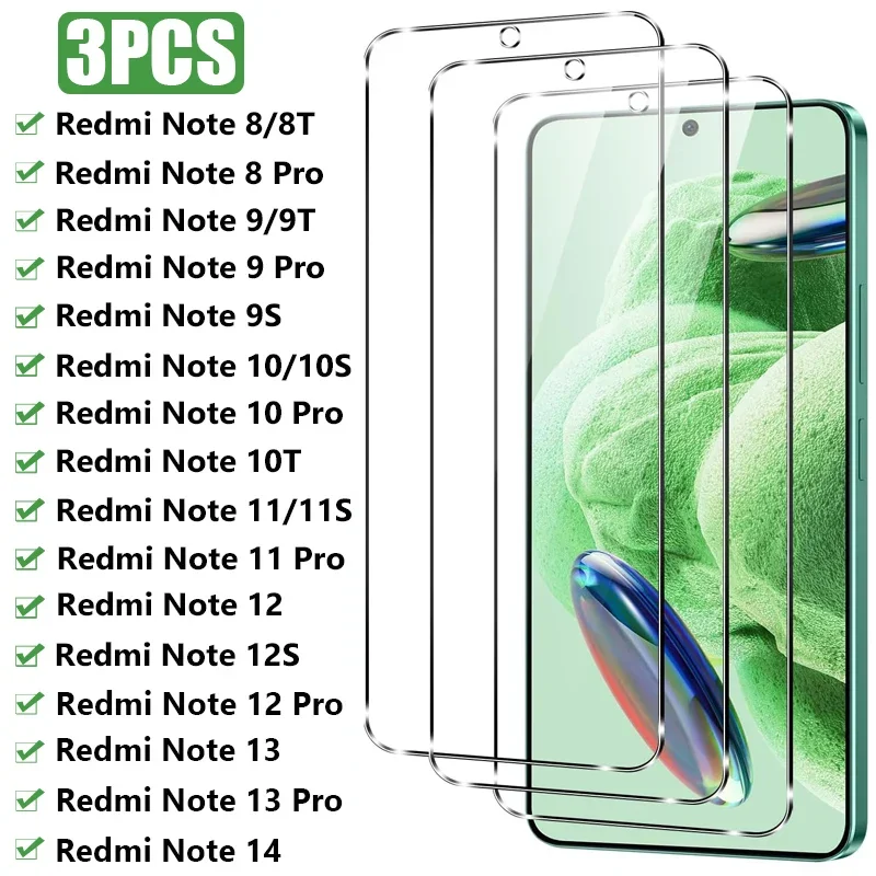 

3Pcs Tempered Glass For Xiaomi Redmi Note 12 13 Pro 12S 14 5G Screen Protector For Redmi Note 8 9 10 11 Pro 11S 10S 9S 10T Glass