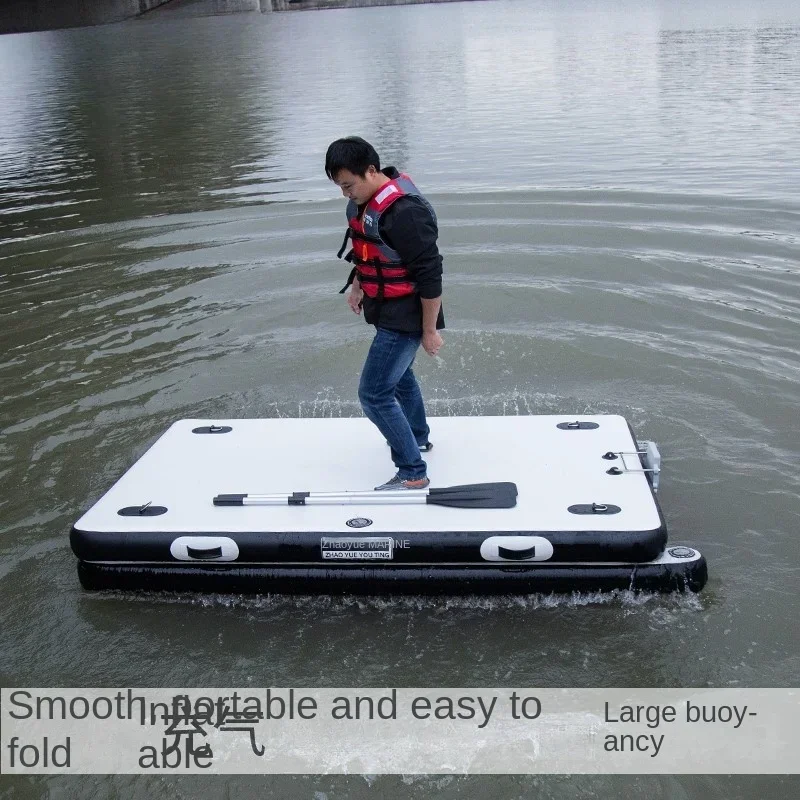 Water fishing floating platform inflatable rubber boat folding paddle boat mobile sea fishing boat portable hovercraft