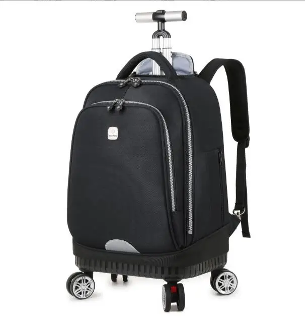 18 inch Rolling Backpack School Trolley Bags Laptop Travel Backpack with Wheels for Men Women Rolling School Wheeled Backpack