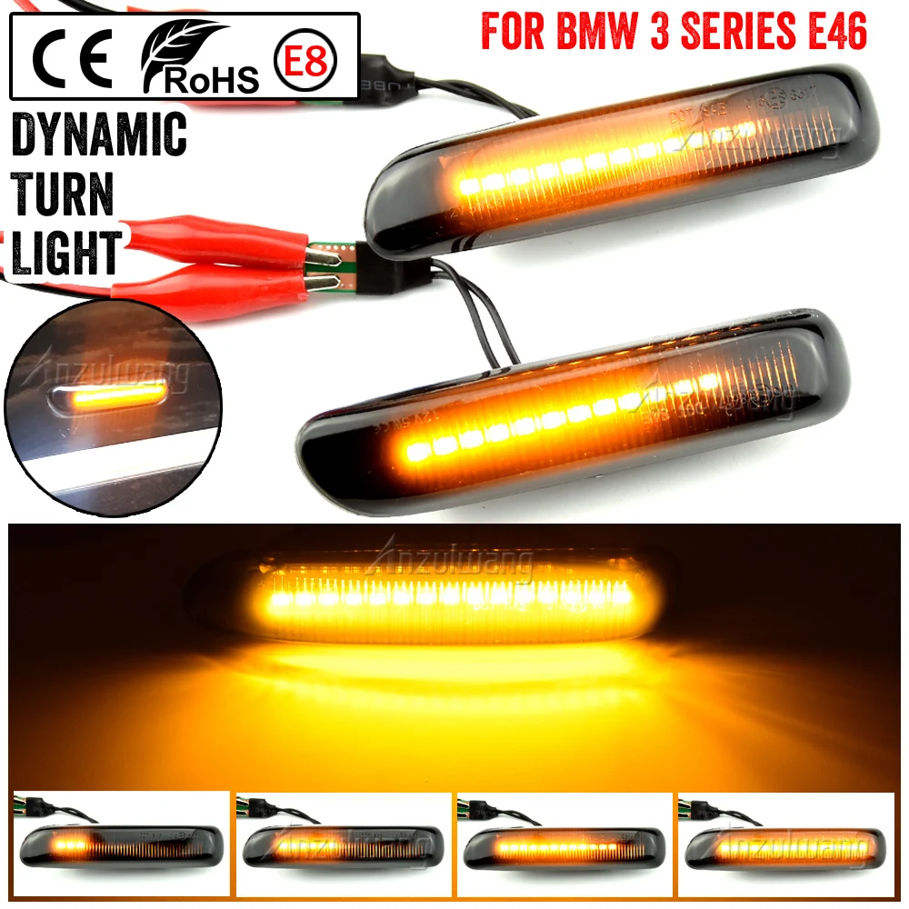 

Car LED Turn Signal Light Dynamic Side Marker Sequential Blinker For BMW E46 3 Series Limo Coupe Compact Cabriolet Touring