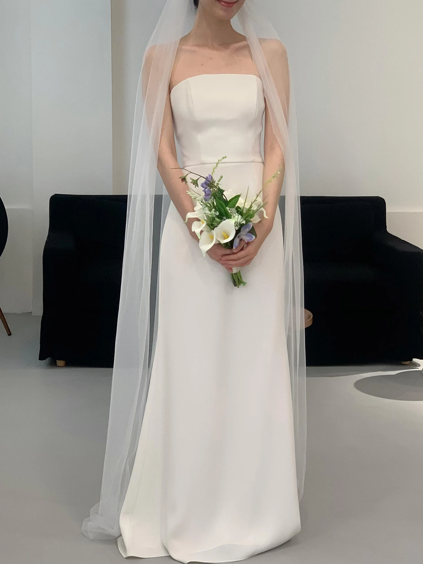 

Простое атласное свадебное платье 2026 года, новая корейская версия, с завышенной талией, А-силуэт, длинное платье для свадебной церемонии