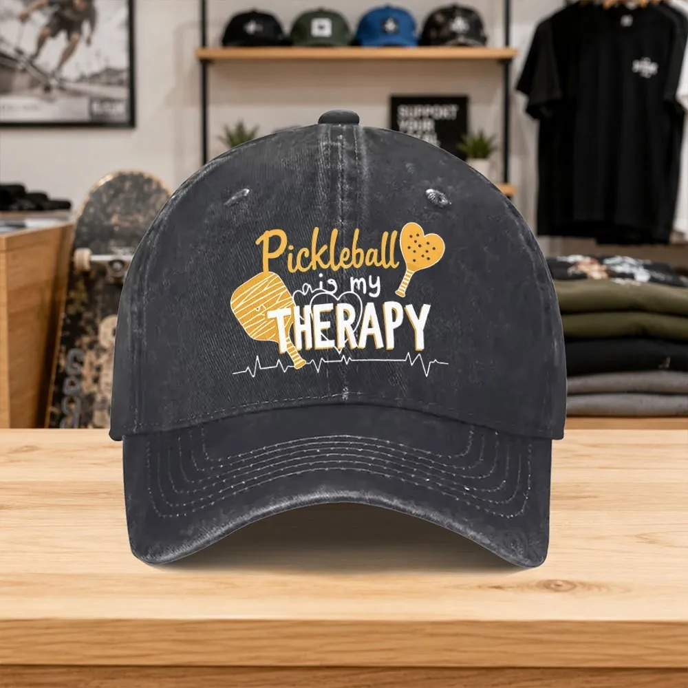 Pickleball-Therapy-Print-Baseball-Cap-Unisex-Washed-Cotton-Hat-for-Outdoor-Activities-Casual-Wear