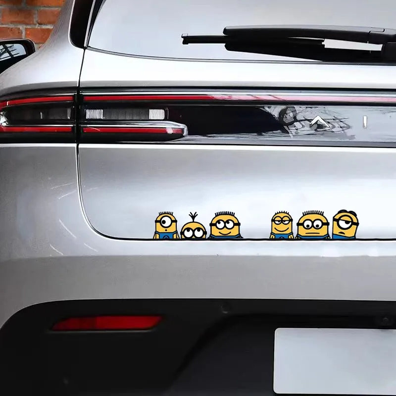 Minions car window stickers, cute and stylish cartoon creative kawaii electric vehicle stickers, waterproof, gift for friends view 3