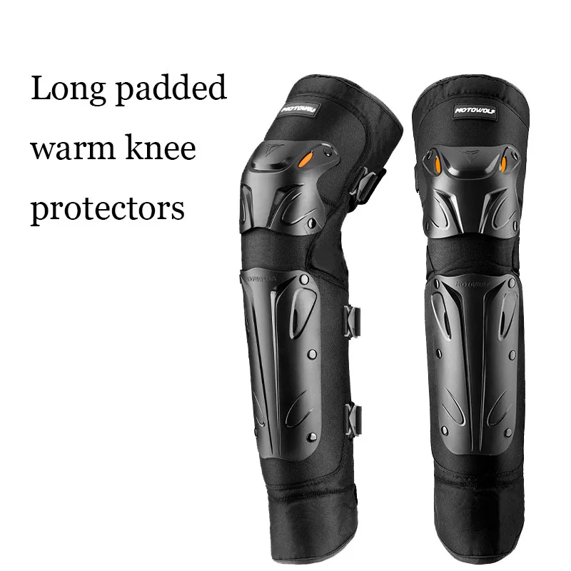 Winter Motorcycle Long Warm Padded Knee Protectors, Windproof Electric Bike Leg Guards, Extended Anti-Slip Knee Pads