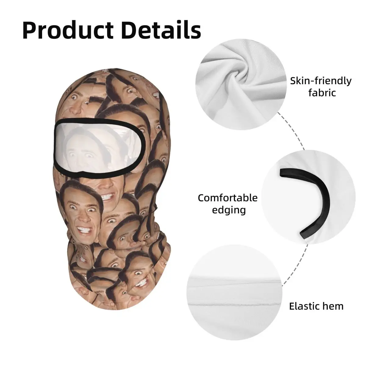 Nicolas Cage Meme Breathable Thin Balaclava Full Face Mask Sun Protection Neck Gaiter For Motorcycle Cycling - view 3