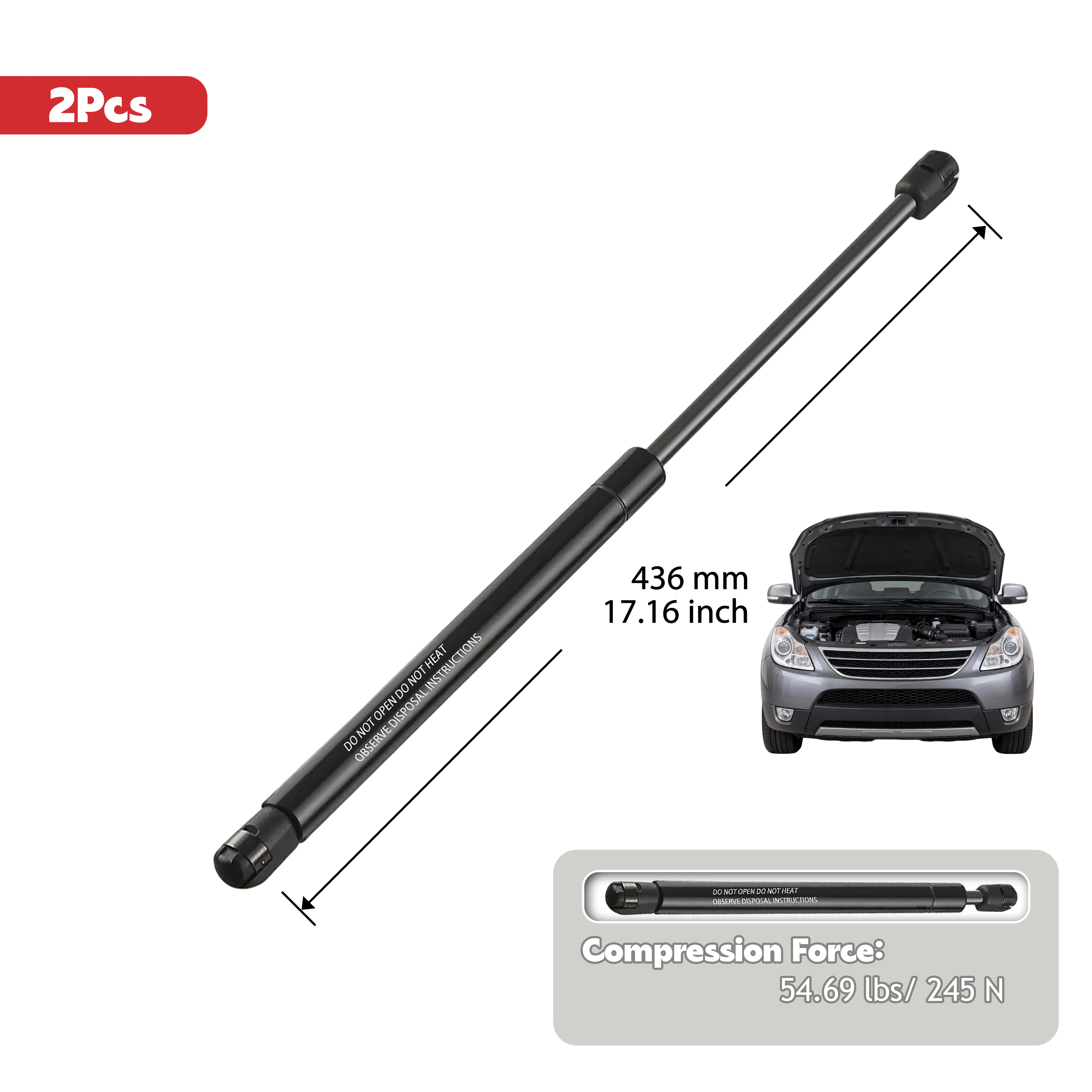 1/2Pcs Bonnet Gas Spring for Hyundai iX55 V6 2008- Hood Lift Support Shock Strut OE 811603J000