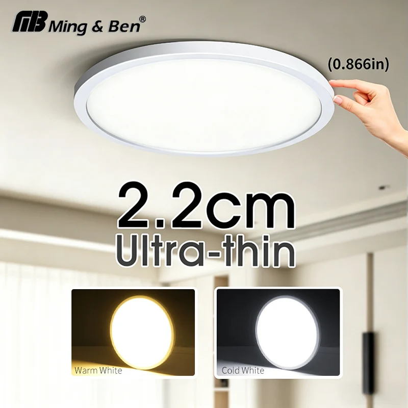 Ultradünne LED-Deckenleuchte, 23 cm, 24 W, hell, AC100–240 V, einfache Installation, Innen-Deckenleuchte für Küche, Schlafzimmer, Wohnzimmer, Dekoration