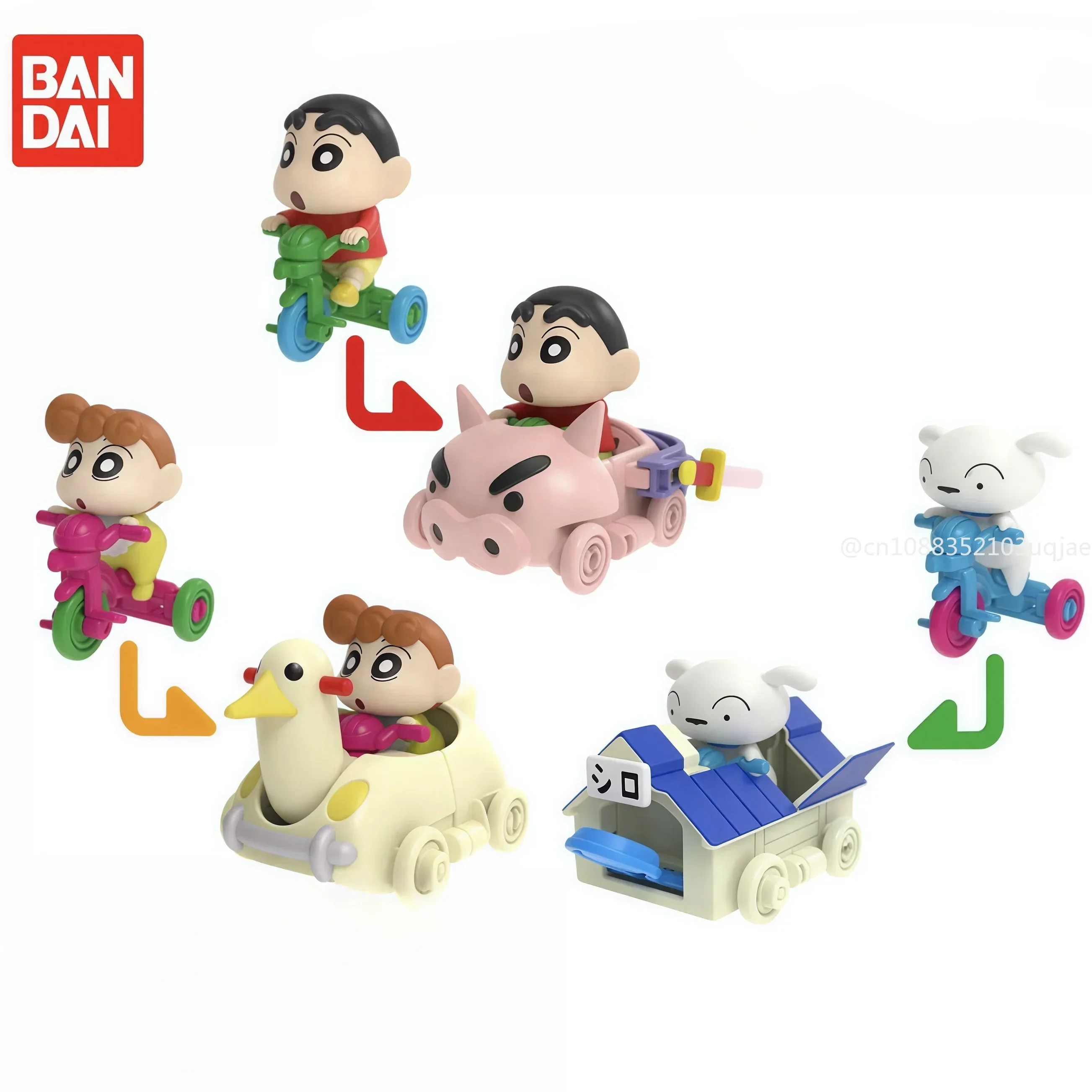 BANDAI Crayon Shin-chan Series Blind Box Shinnosuke Nohara Himawari Shiron Tricycle Combinate Action Figures Model Kids Toy Gift