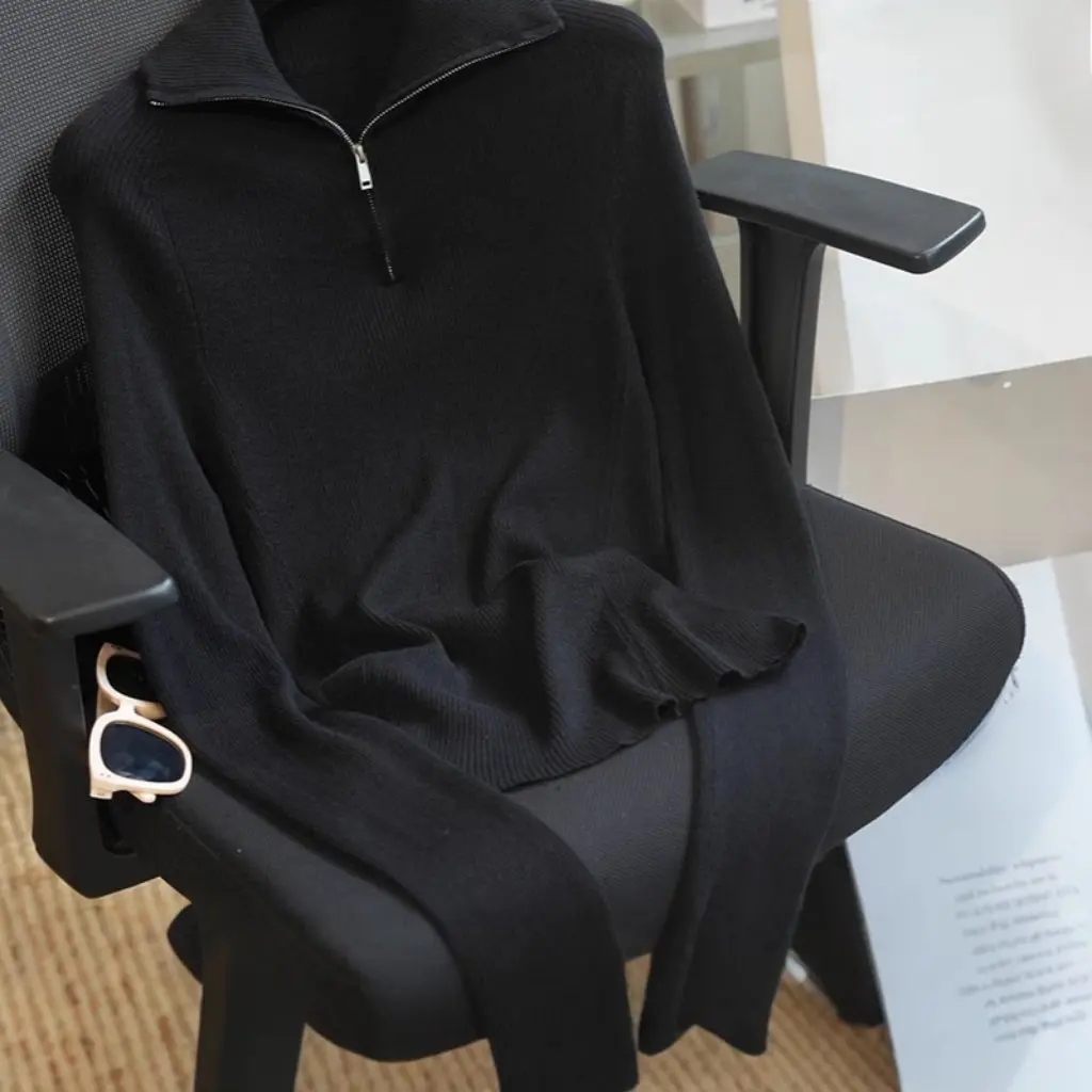 

Женский облегающий шерстяной свитер с полумолнией, базовая рубашка, осень-зима, новинка F101217