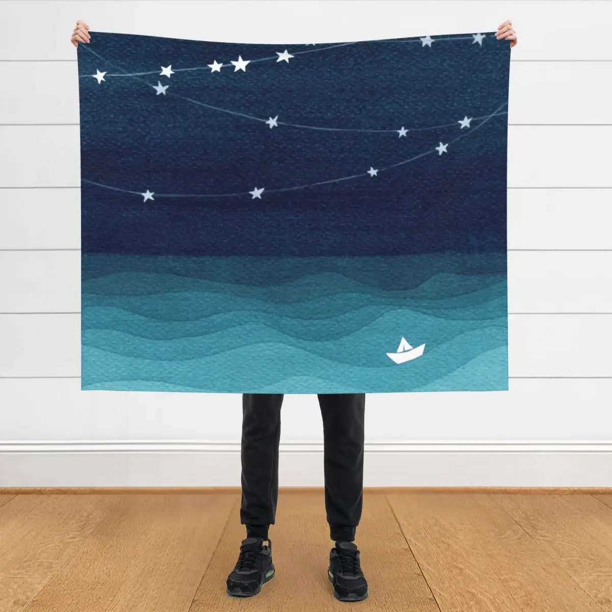 

Garland of stars, teal ocean Throw Blanket Single Extra Large Throw Luxury Throw Blankets