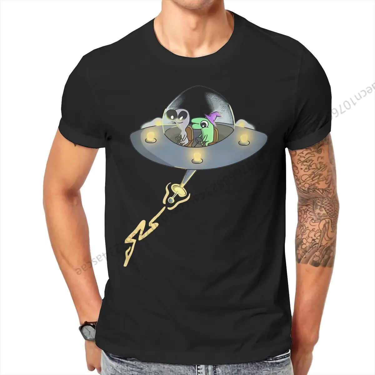 Smiling Friends Gleb Or Glep And Alien Ufo T Shirt Homme Men's Tshirt Cotton Streetwear