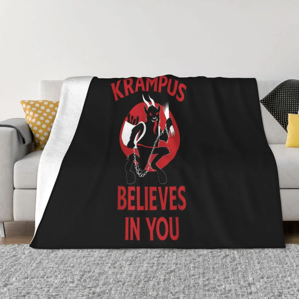 Premium Krampus Believes In You Germanic Christmas Demon Cheap Sale Novelty Different Rap Throw Blanket