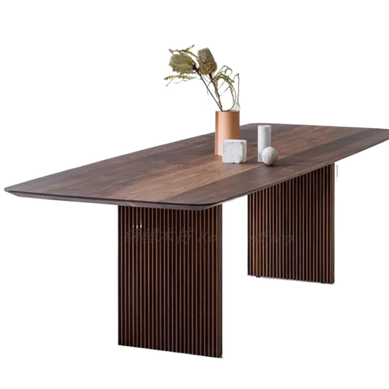 Nordic black walnut minimalist dining table modern light luxury cherry wood all solid wood small apartment rectangular
