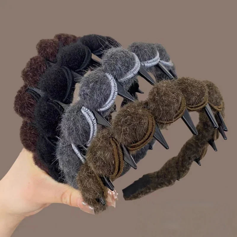 

Winter Plush Wave Hairband for Women New Style Broken Hair Organizer Hair Clip Autumn Winter Face Washing Non-Slip Headband