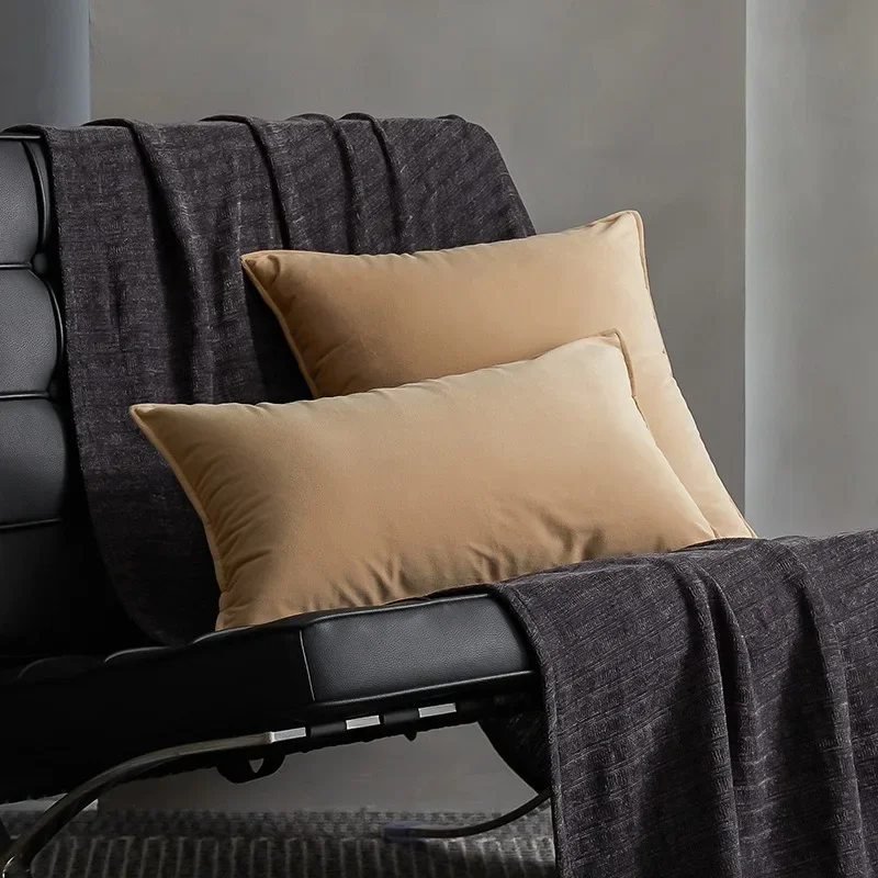 Velvety Dutch Velvet Pillow Case with Embossed Edging Soft Flocked Cushion Cover for Fall/Winter Ideal Living Room Decoration