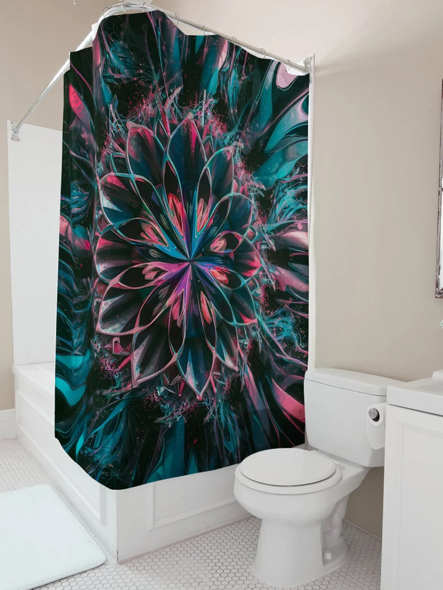 Abstract Floral Burst Shower Curtain | Modern Art Bathroom Decor